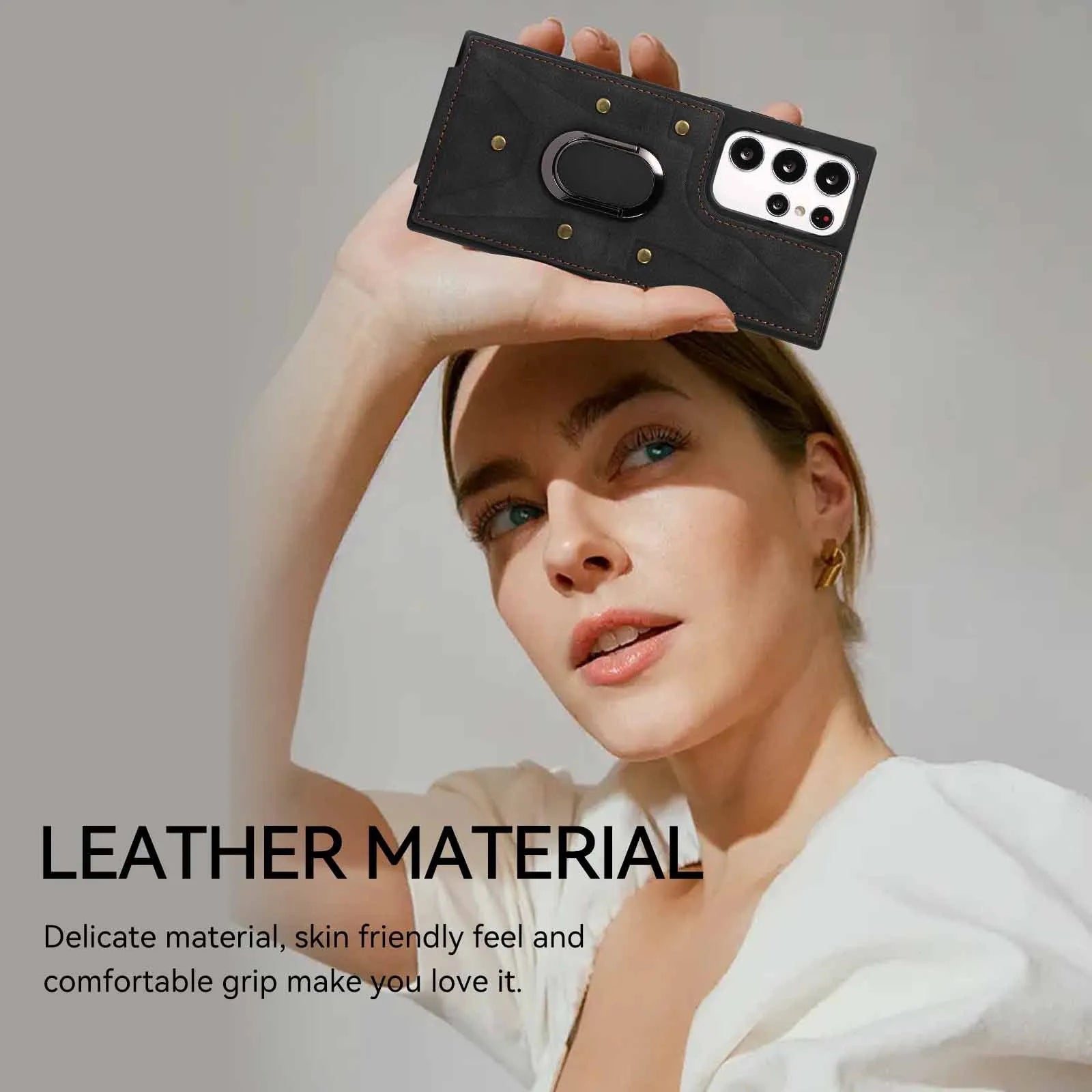 Finger Ring Buckle Multi Card Leather Case Phone Case - Bellarte Enchanté Finger Ring Buckle Multi Card Leather Case Phone Case